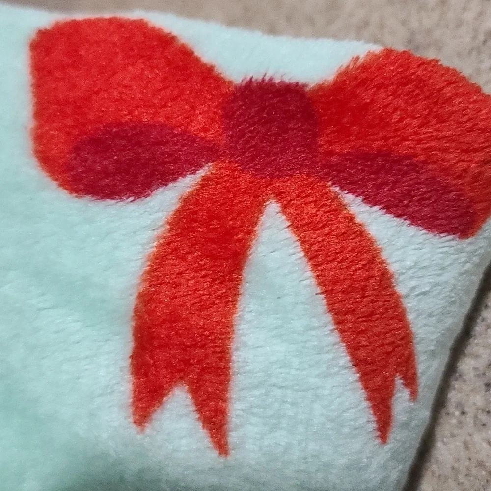 Holiday Throw COZY Blanket Festive - hot cocoa, stocking candy cane, red bow
